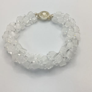 White and Crystal Triple Bracelet