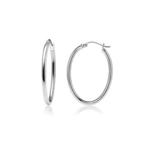 20mm Sterling Silver Oval Shape Hoop Earrings